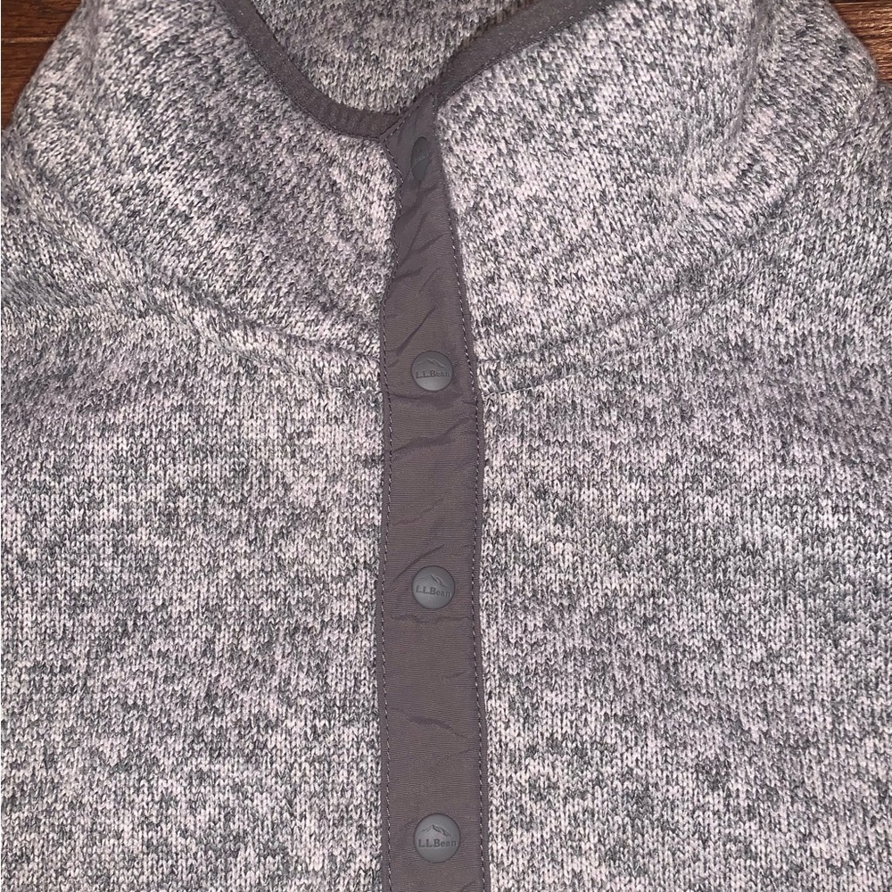L.L. Bean Heather Gray Snap Button Pullover Fleec… - image 4